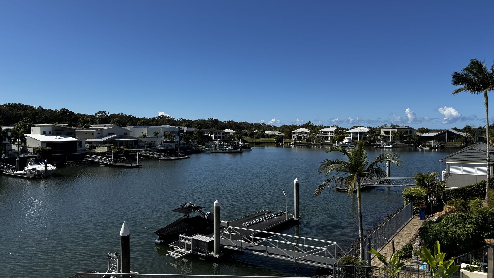 A Gold Coast canal lined with waterfront homes and private jetties